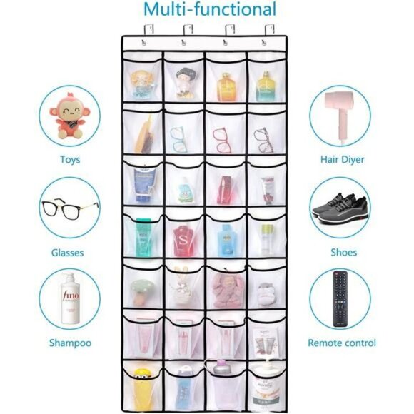 REGELOGO Over Door Shoe Organizer 28 Pocket Hanging Rack Closet Storage - Picture 5 of 7